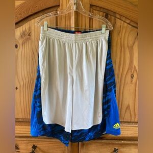 Men’s Adidas white blue athletic basketball shorts size L
